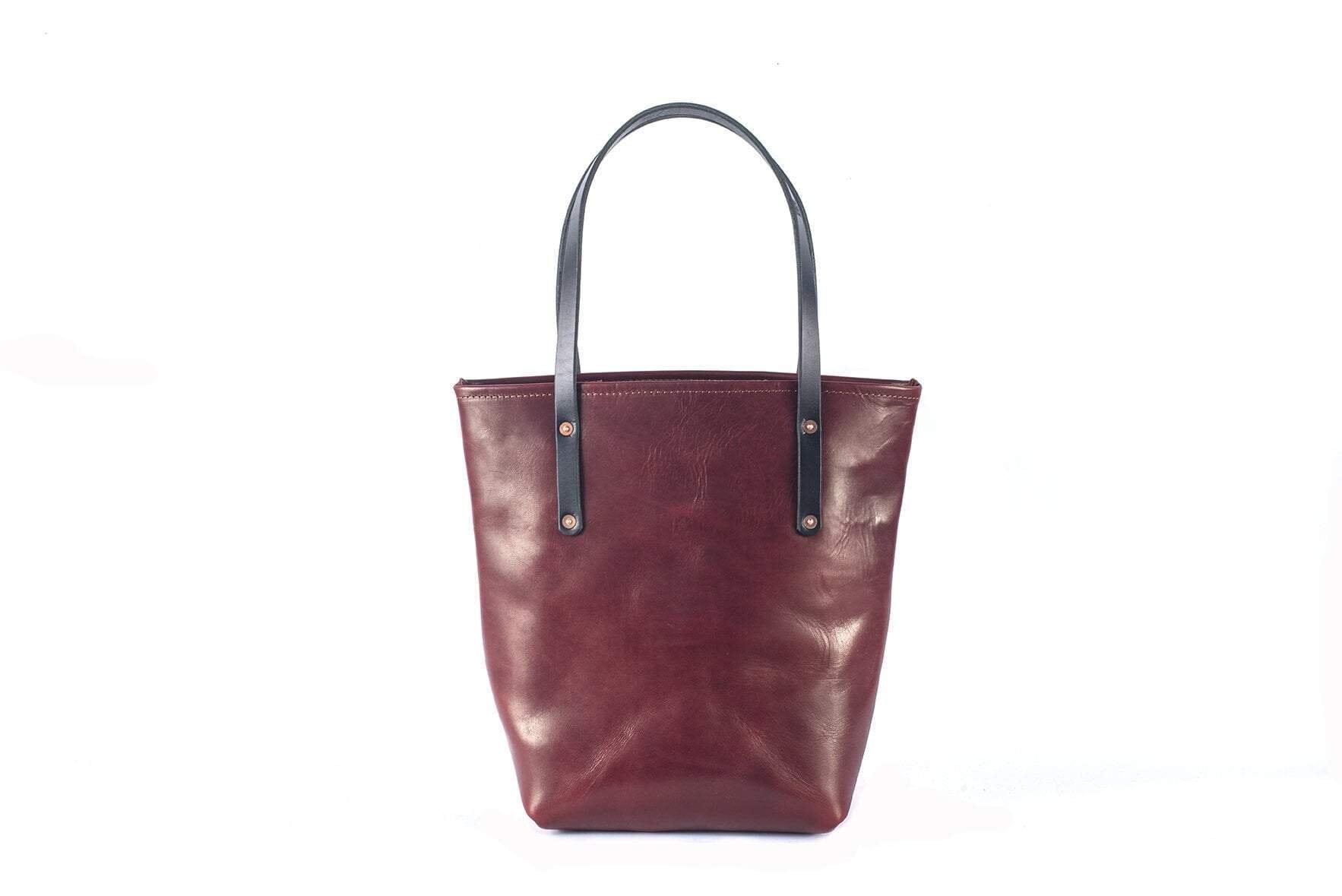 Go Forth Goods Avery Leather Tote Bag Slim Large Oxblood