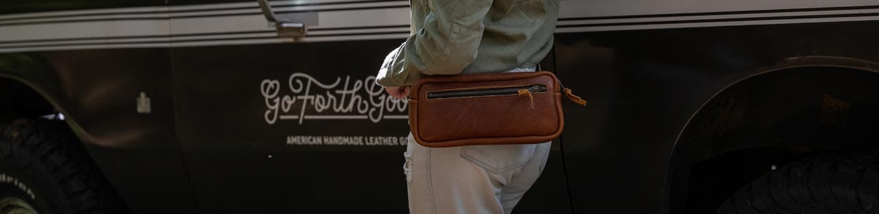 LEATHER FANNY PACK / LEATHER WAIST BAG - SADDLE - Go Forth Goods ®