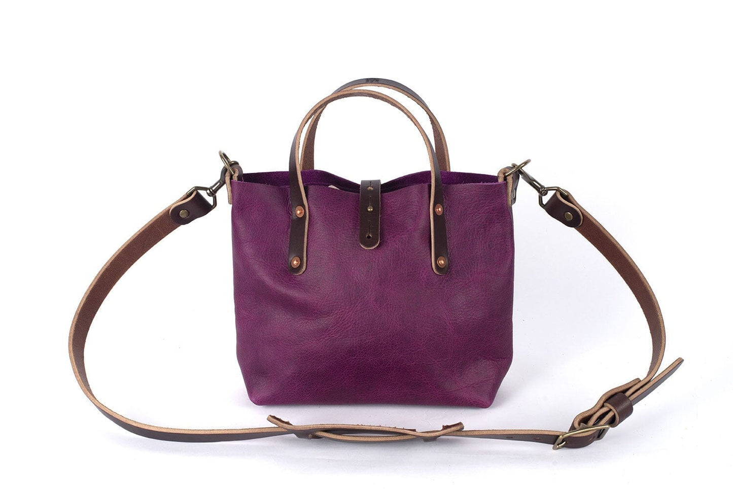 AVERY LEATHER TOTE BAG - MINI CROSSBODY - GRAPE BISON