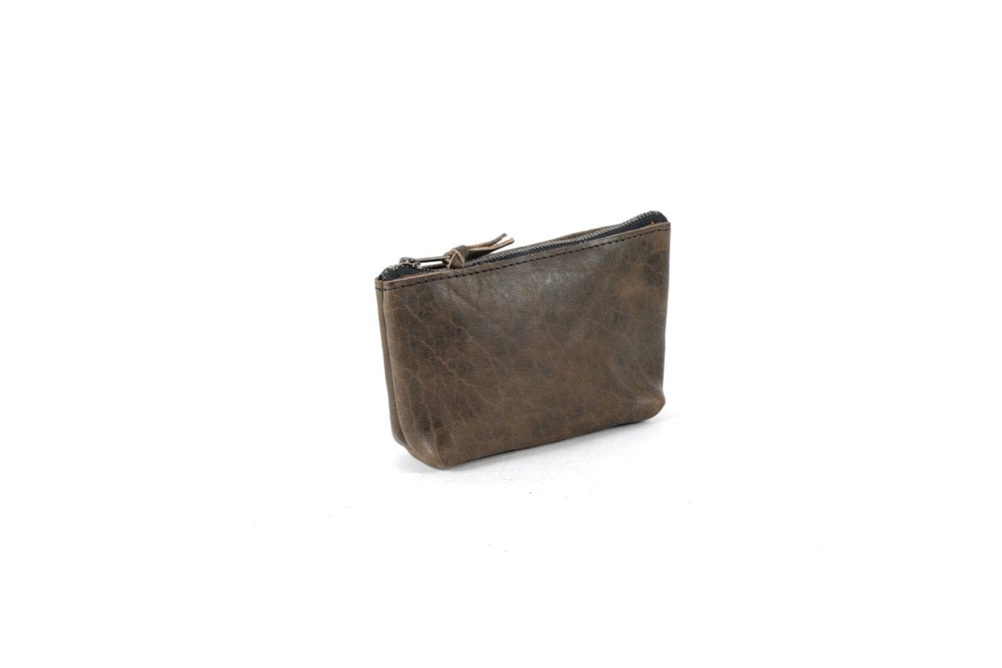 LEATHER ZIPPERED POUCH WITH GUSSET - SMALL - MYSTERY MOSS BISON - IN STOCK