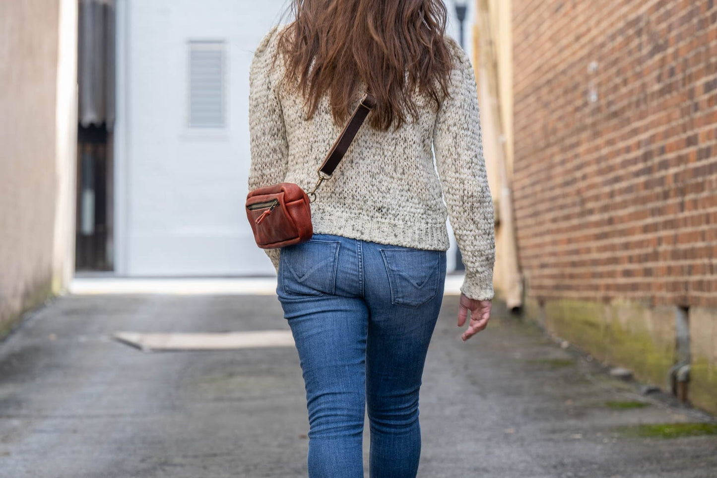 LEATHER FANNY PACK / LEATHER WAIST BAG - REDWOOD BISON