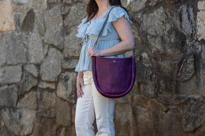 Celeste Leather Hobo Bag - Grape Bison