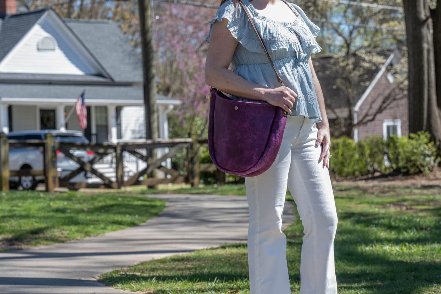 Celeste Leather Hobo Bag - Grape Bison