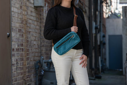 LEATHER FANNY PACK / LEATHER WAIST BAG - COBALT BISON