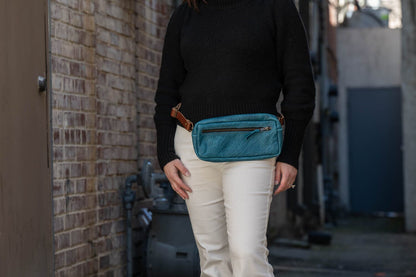 LEATHER FANNY PACK / LEATHER WAIST BAG - COBALT BISON