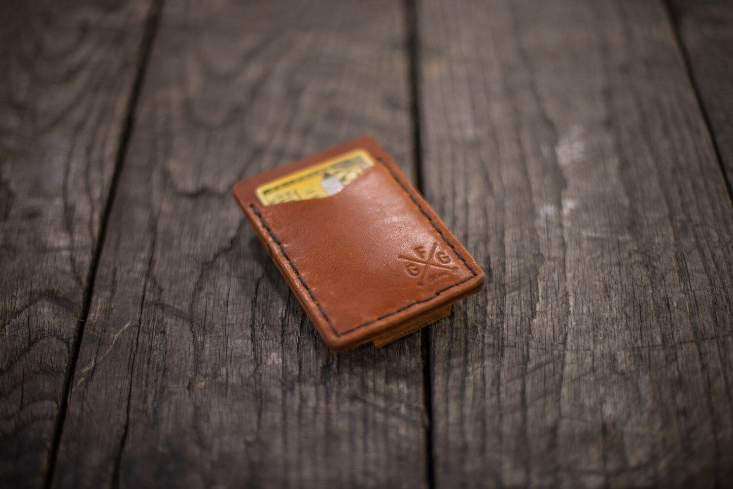 SLIM LEATHER CARD WALLET WITH MAGNETIC MONEY CLIP - IN STOCK