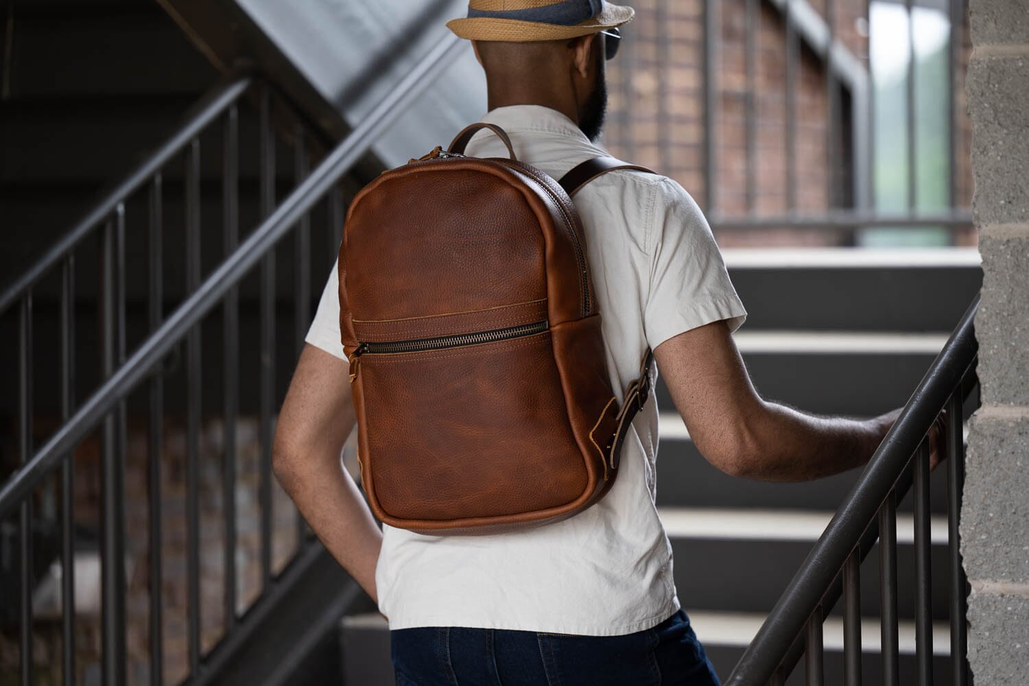 Leather back pack for men online