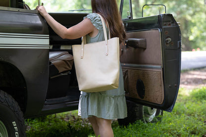 AVERY LEATHER TOTE BAG - SLIM LARGE - NATURAL VEG TAN