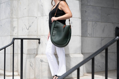 Celeste Leather Hobo Bag - Large - Forest Green