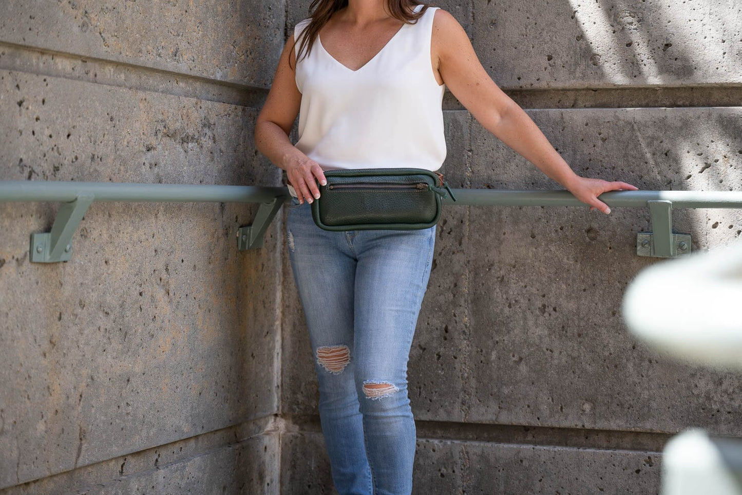 LEATHER FANNY PACK / LEATHER WAIST BAG - DELUXE - FOREST GREEN