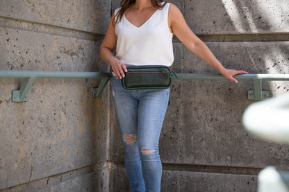 LEATHER FANNY PACK / LEATHER WAIST BAG - DELUXE - FOREST GREEN