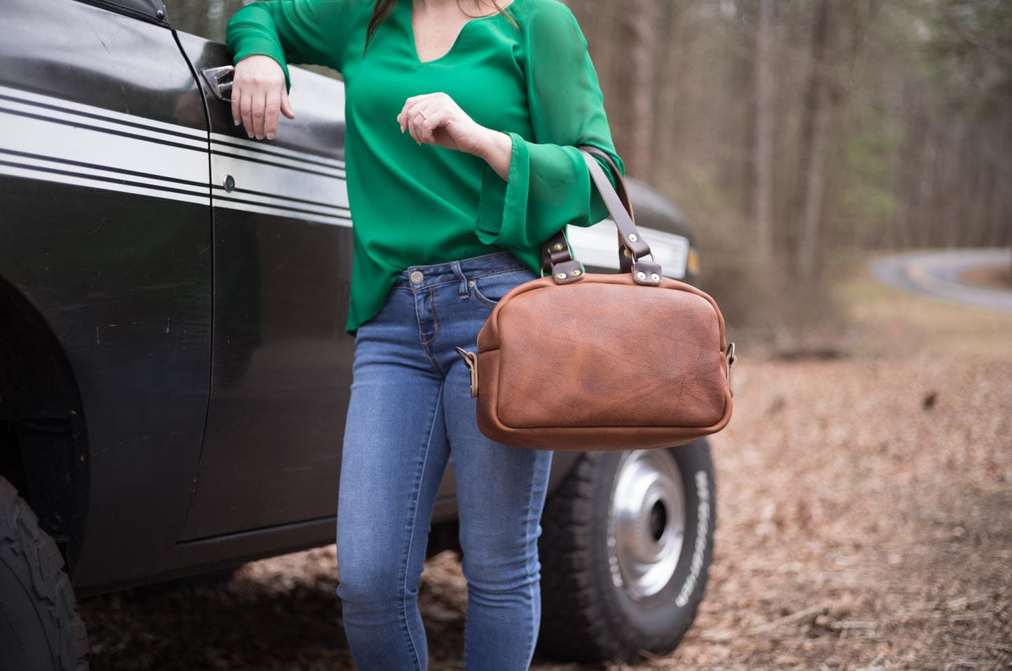 HOFFMAN LEATHER CROSSBODY BAG - TANGERINE BISON