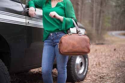 HOFFMAN LEATHER CROSSBODY BAG - PINE GREEN BISON