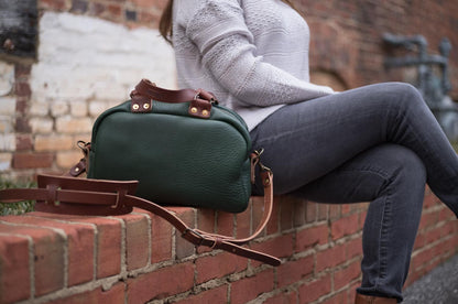 HOFFMAN LEATHER CROSSBODY BAG - FOREST GREEN