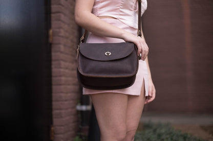 Vivian Satchel - Leather Crossbody - Mocha