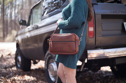 SARAH LEATHER CROSSBODY - MEDIUM - SMOKEY BLUE