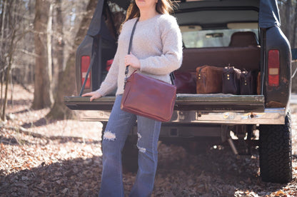 SARAH LEATHER CROSSBODY - LARGE - OXBLOOD