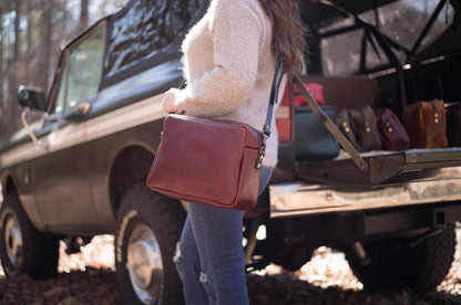 SARAH LEATHER CROSSBODY - LARGE - OXBLOOD