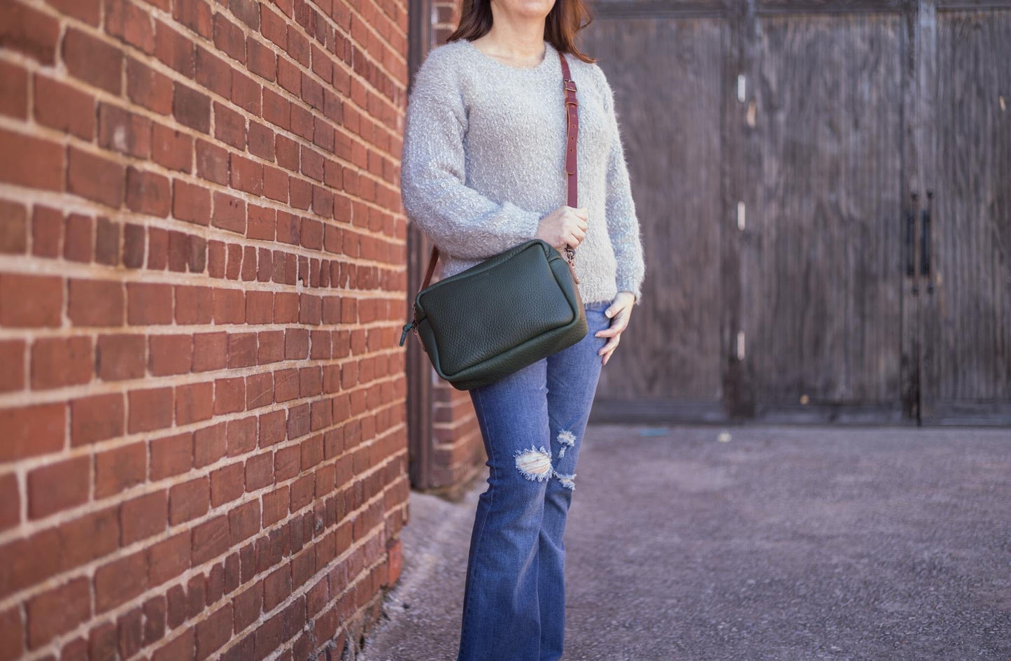 SARAH LEATHER CROSSBODY - MEDIUM - FOREST GREEN - IN STOCK