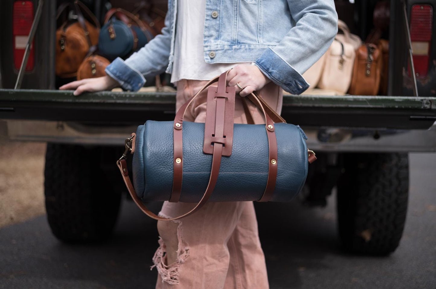 JANE LEATHER CROSSBODY - LARGE - SMOKEY BLUE