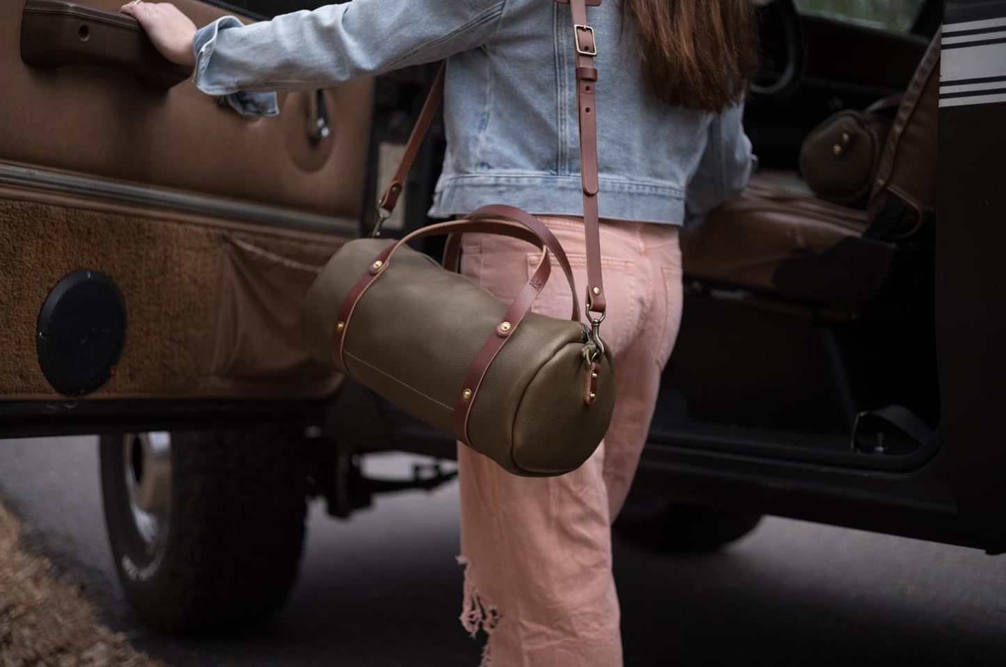 JANE LEATHER CROSSBODY - LARGE - OLIVE