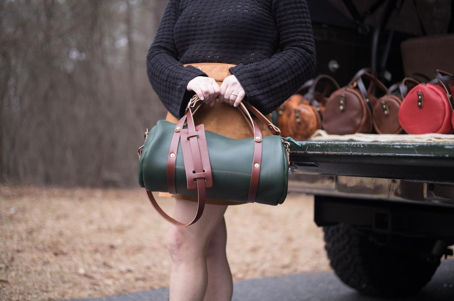 JANE LEATHER CROSSBODY - LARGE - FOREST GREEN