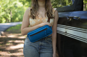 LEATHER FANNY PACK / LEATHER WAIST BAG - DELUXE - OCEAN BLUE