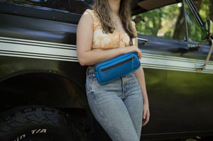 LEATHER FANNY PACK / LEATHER WAIST BAG - DELUXE - OCEAN BLUE
