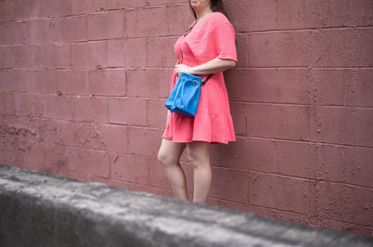 Leather Bucket Bag - Small - Ocean Blue - In Stock