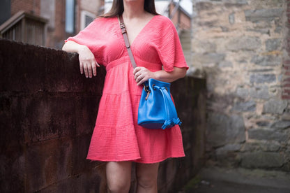 Leather Bucket Bag - Small - Ocean Blue - In Stock