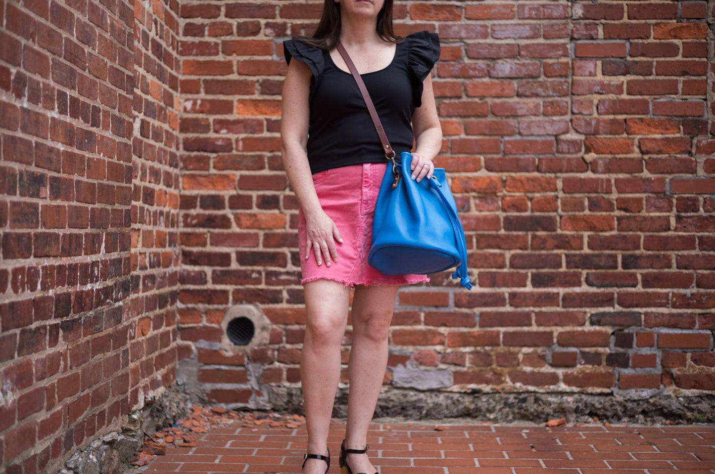 Leather Bucket Bag - Large - Ocean Blue - In Stock