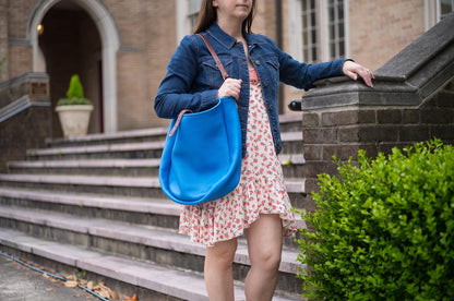 Celeste Leather Hobo Bag - Large - Ocean Blue - In Stock