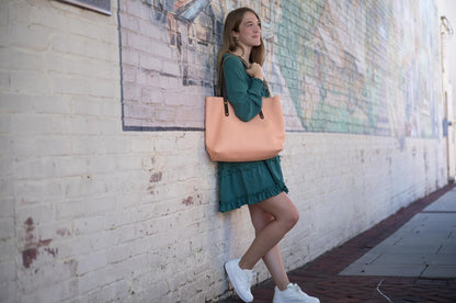 AVERY LEATHER TOTE BAG - LARGE - PEACH FUZZ - IN STOCK