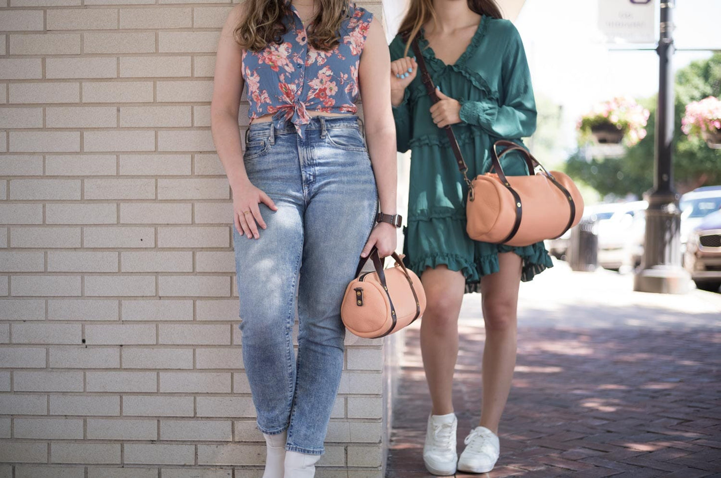 JANE LEATHER CROSSBODY - LARGE - PEACH FUZZ