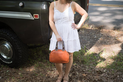 HOFFMAN LEATHER CROSSBODY BAG - MINI - TANGERINE BISON