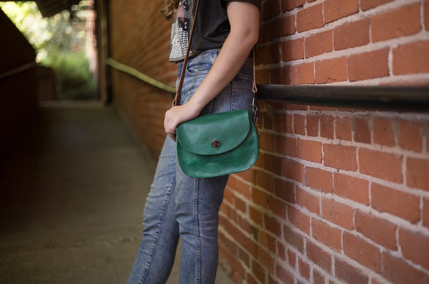 VIVIAN SATCHEL - LEATHER CROSSBODY - SMALL - PINE GREEN BISON  - IN STOCK