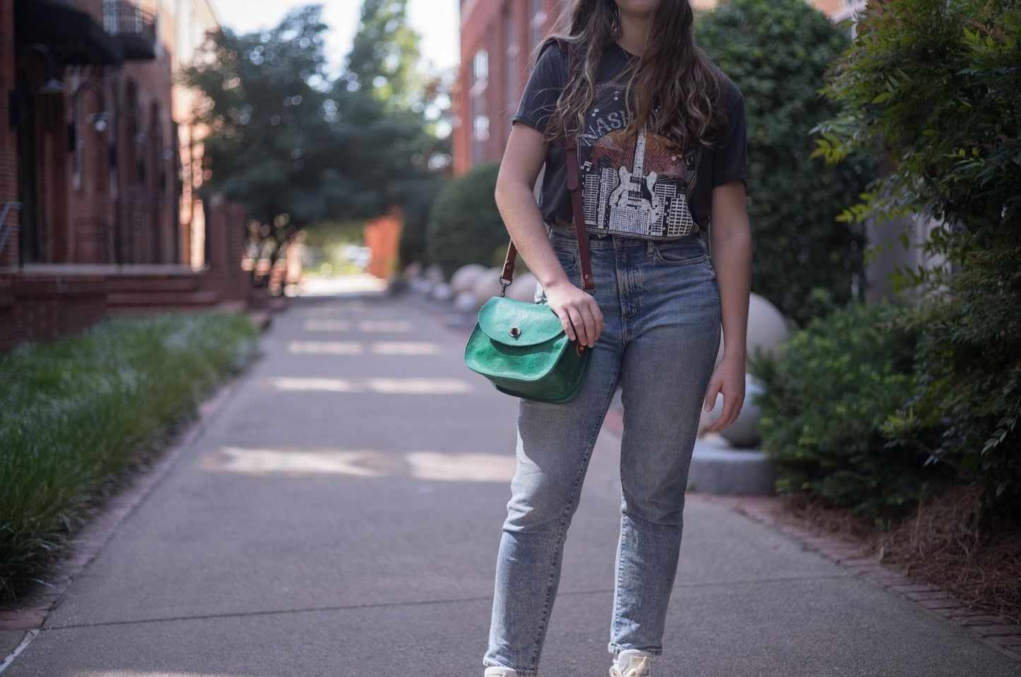 VIVIAN SATCHEL - LEATHER CROSSBODY - SMALL - PINE GREEN BISON  - IN STOCK