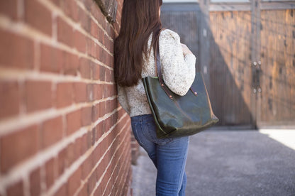 AVERY LEATHER TOTE BAG - MEDIUM - JADE BISON