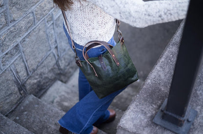 AVERY LEATHER TOTE BAG - MINI CROSSBODY - JADE BISON