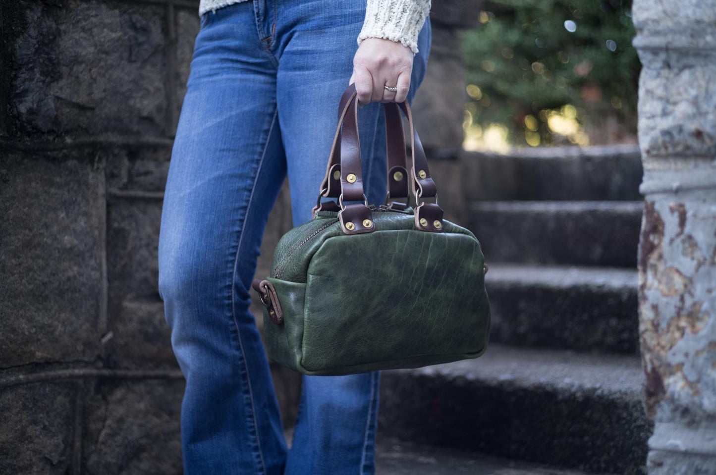 HOFFMAN LEATHER CROSSBODY BAG - MINI - JADE BISON