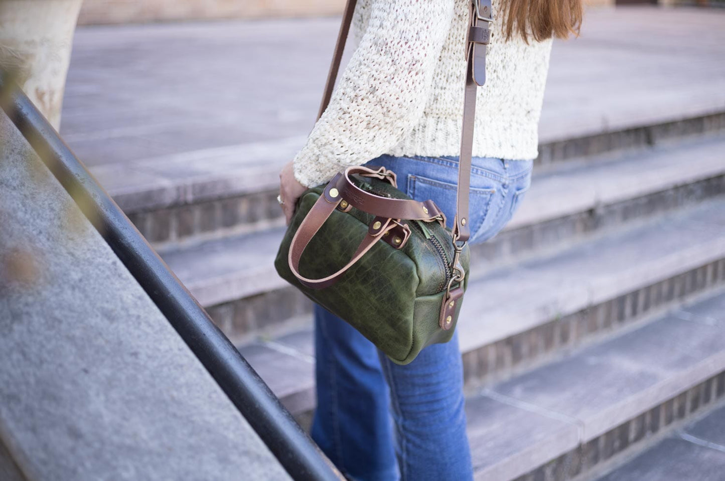 HOFFMAN LEATHER CROSSBODY BAG - MINI - JADE BISON