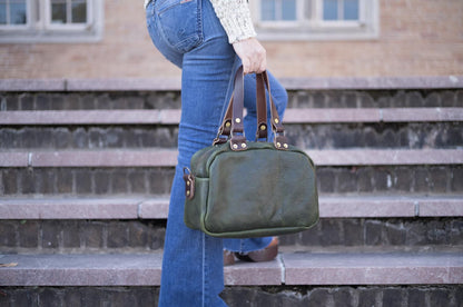 HOFFMAN LEATHER CROSSBODY BAG - JADE BISON