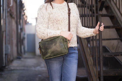 SARAH LEATHER CROSSBODY - JADE BISON