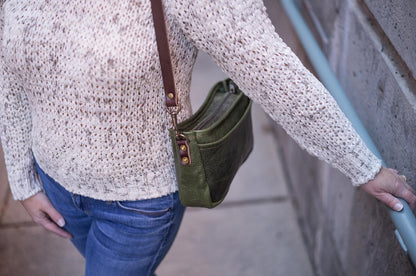 RENNIE LEATHER SHOULDER BAG -  JADE BISON