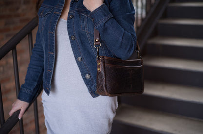 RENNIE LEATHER SHOULDER BAG - CHERRY BISON