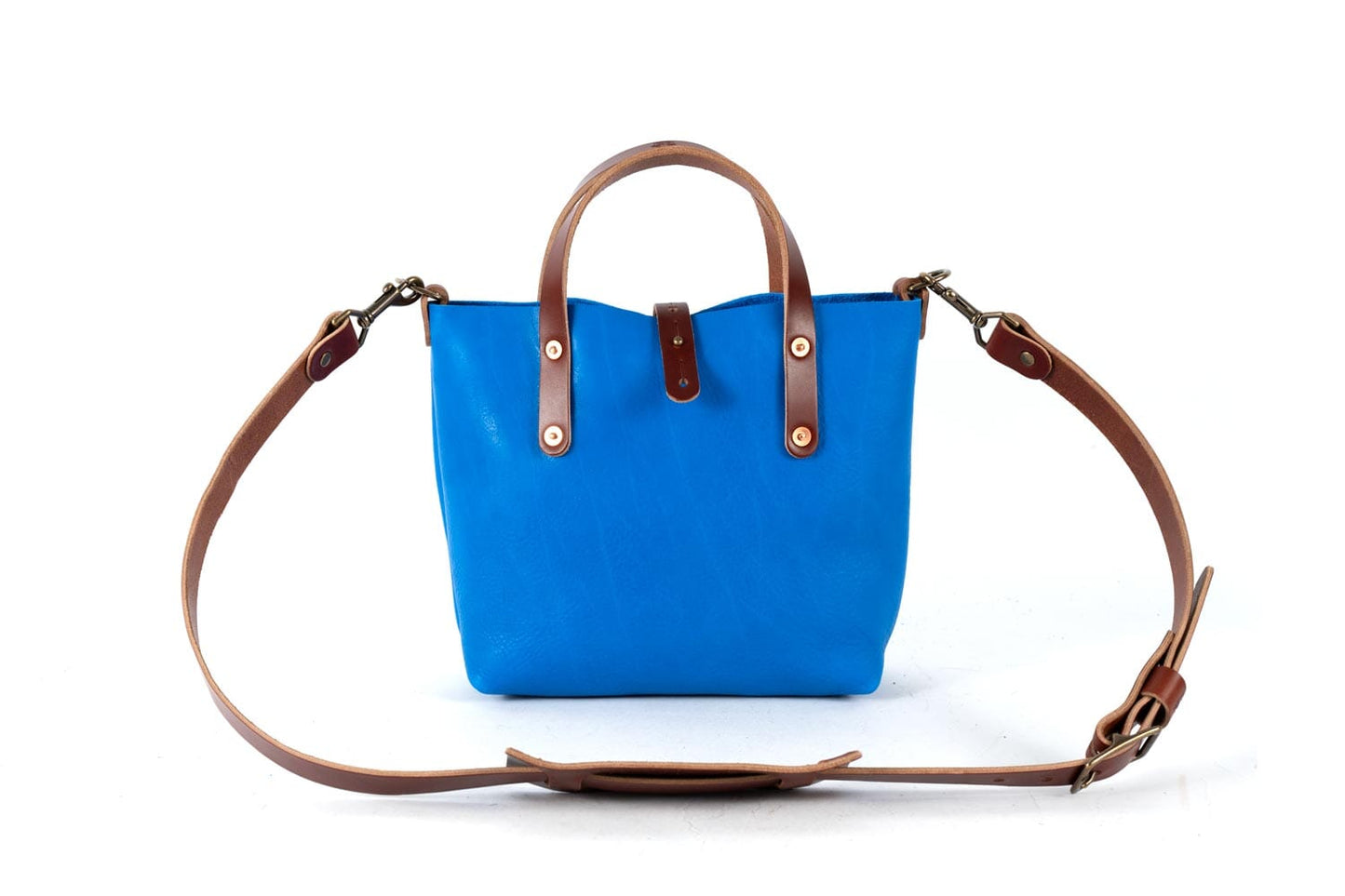 AVERY LEATHER TOTE BAG - MINI CROSSBODY - OCEAN BLUE