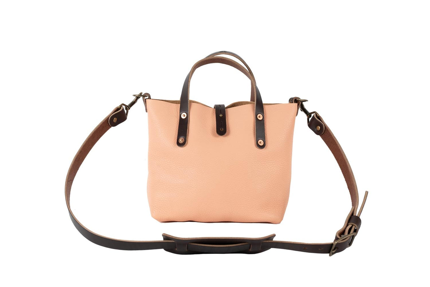 AVERY LEATHER TOTE BAG - MINI CROSSBODY - PEACH FUZZ