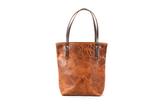 AVERY LEATHER TOTE BAG - SLIM LARGE - PEANUT BISON