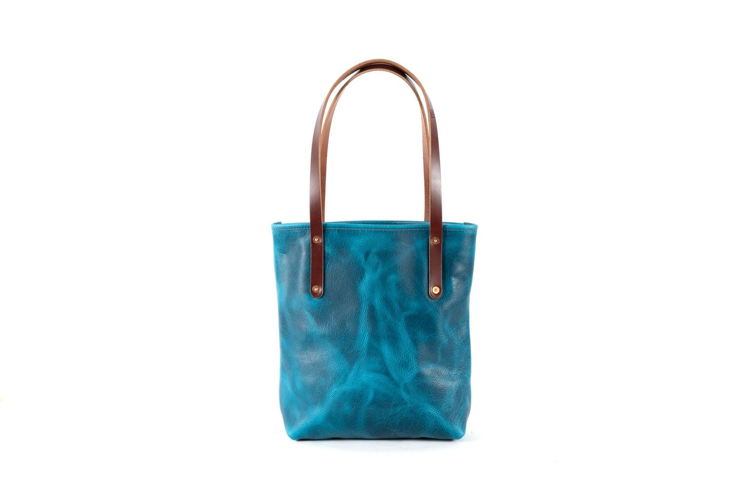 AVERY LEATHER TOTE BAG - SLIM MEDIUM - COBALT BISON