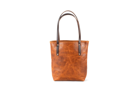 AVERY LEATHER TOTE BAG - SLIM MEDIUM - PEANUT BISON